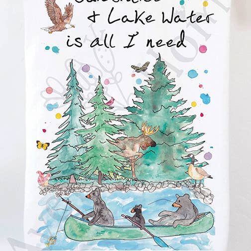 Sunshine & Lake / River Water Customizable Tea Towel for wholesale by Avery's Home