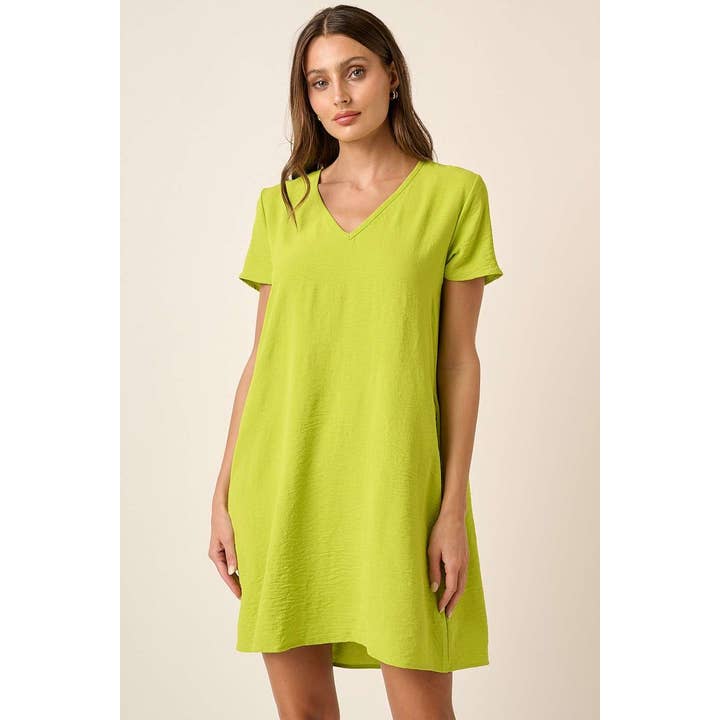 mittoshop - Wholesale Dress - Women's - AIRFLOW V-NECK SHORT SLEEVE SHIFT DRESS