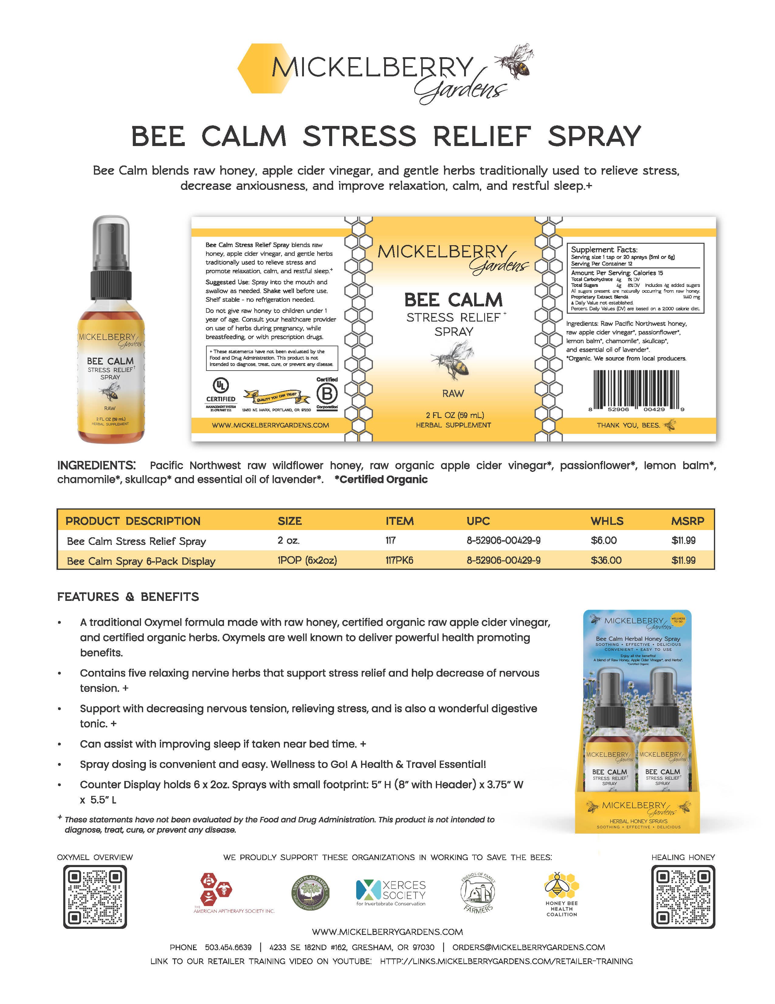 Mickelberry Gardens - Wholesale Aromatherapy Mist - Bee Calm Stress Relief Spray — natural remedy for anxiety5