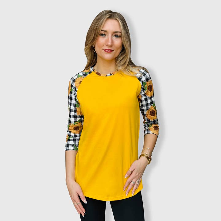 Sunflower Plaid Black White Top for wholesale by ILTEX Apparel