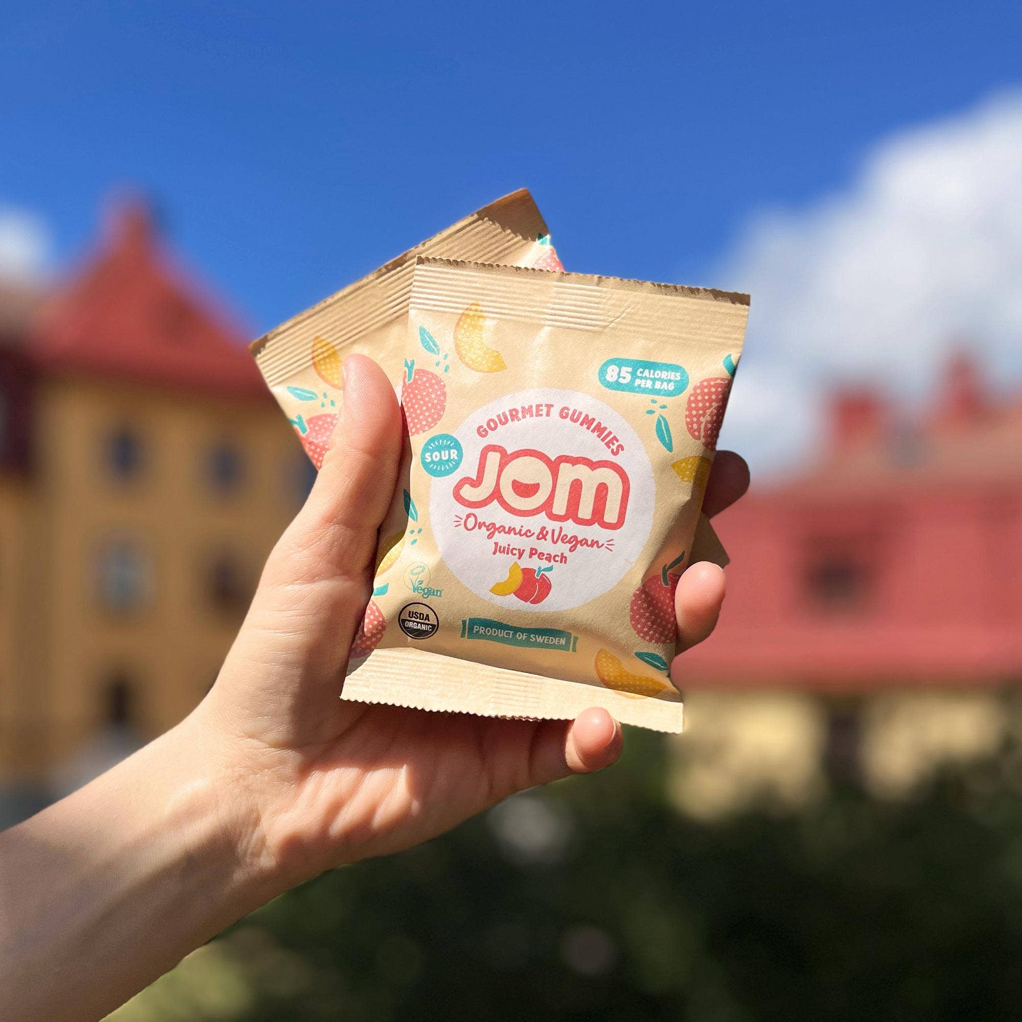 JOM - Wholesale Gummy - Snack Packs - Swedish Organic & Vegan Juicy Peach Gummies 3