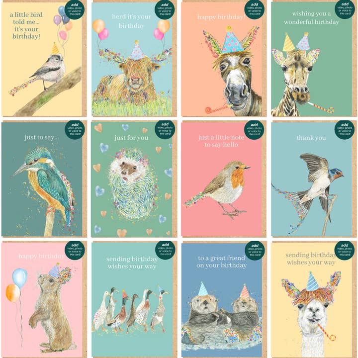 Starter Bundle 24 QR Greetings cards + video, photo or voice for wholesale by Jen Winnett Eco Artist