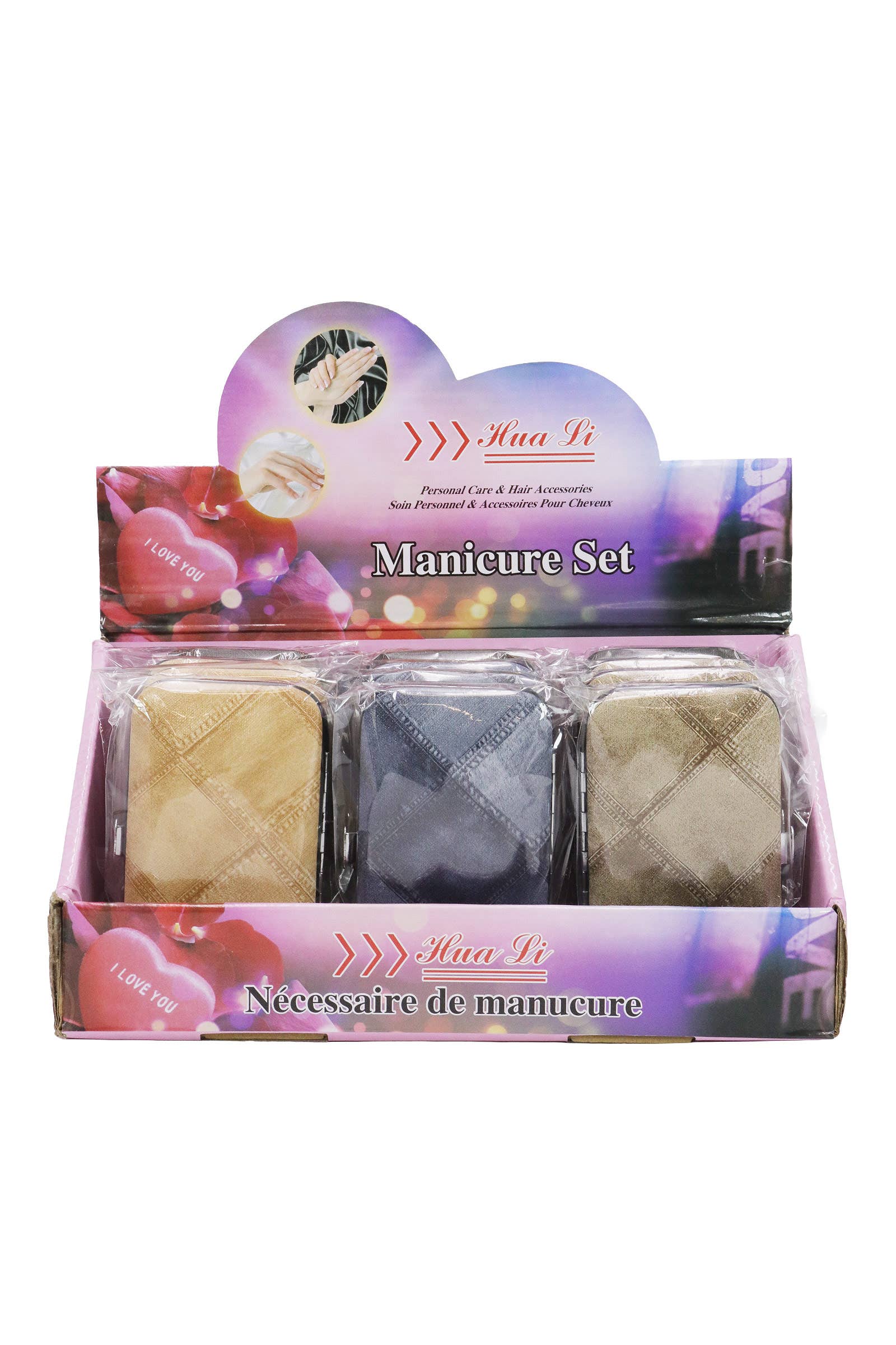 ASSORTED Mock Denim Vegan Leather 7 Pcs Nailcare Kit for wholesale on Faire2