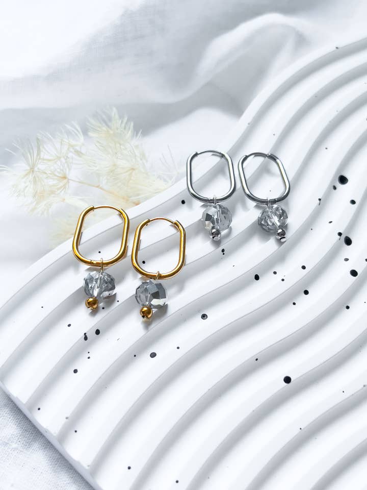 Col A ✦ Glitter Pearl Hoop Earrings | 2-in-1 for wholesale by KLAEI DESIGN STUDIO