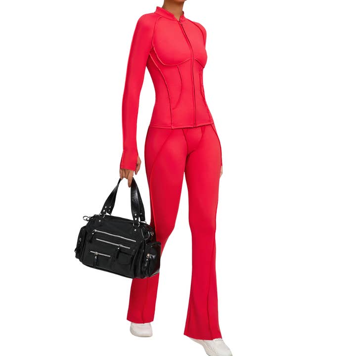 Sodalemon - Wholesale Activewear set – Women′s - Ladies' zipper long-sleeve two-piece set9