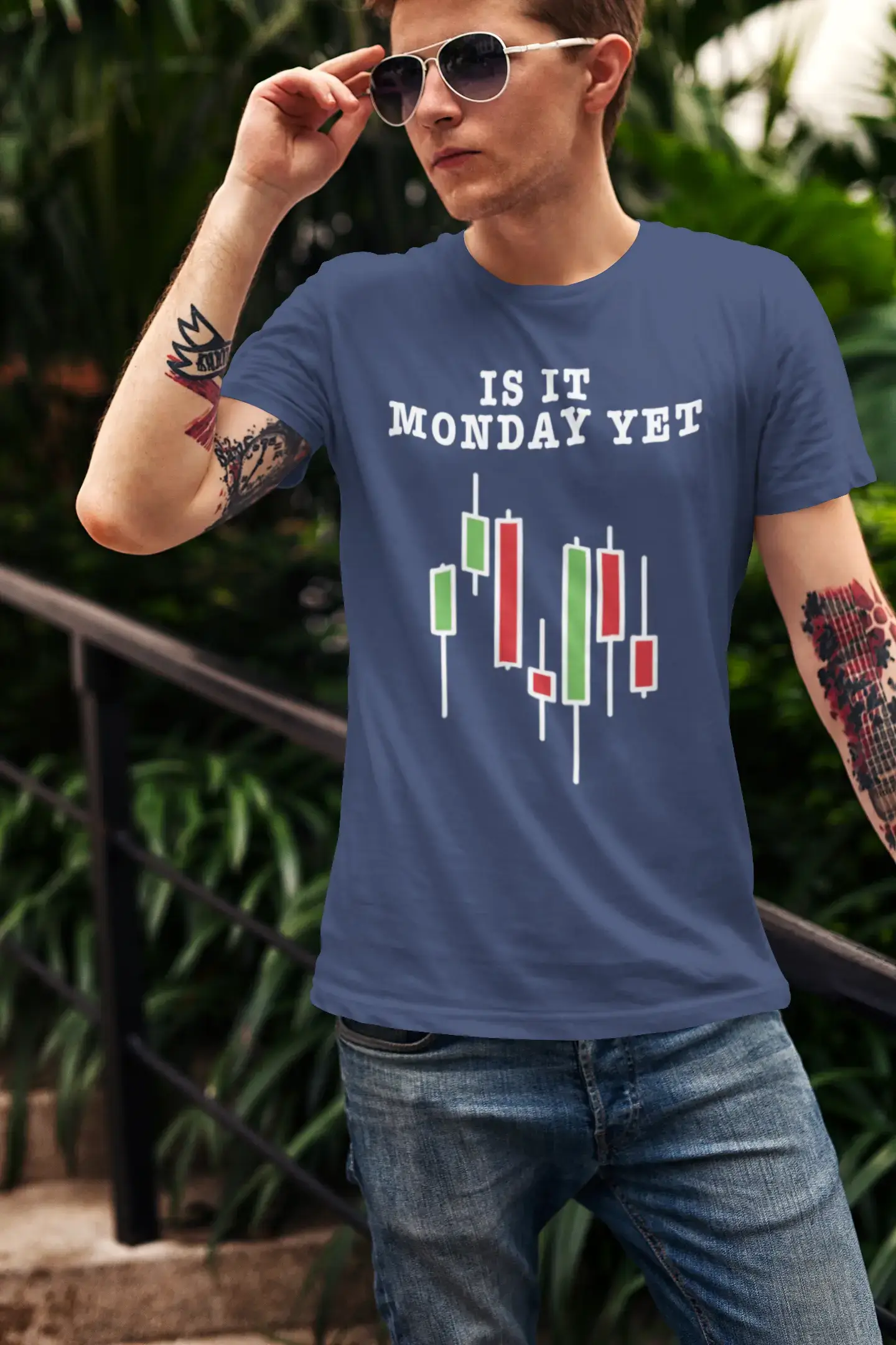 ULTRABASIC - Wholesale Screen Printed T-Shirt - Men's - Men’s Graphic T-Shirt Is It Monday Yet Stock Market Traders Aqua Gift Idea18