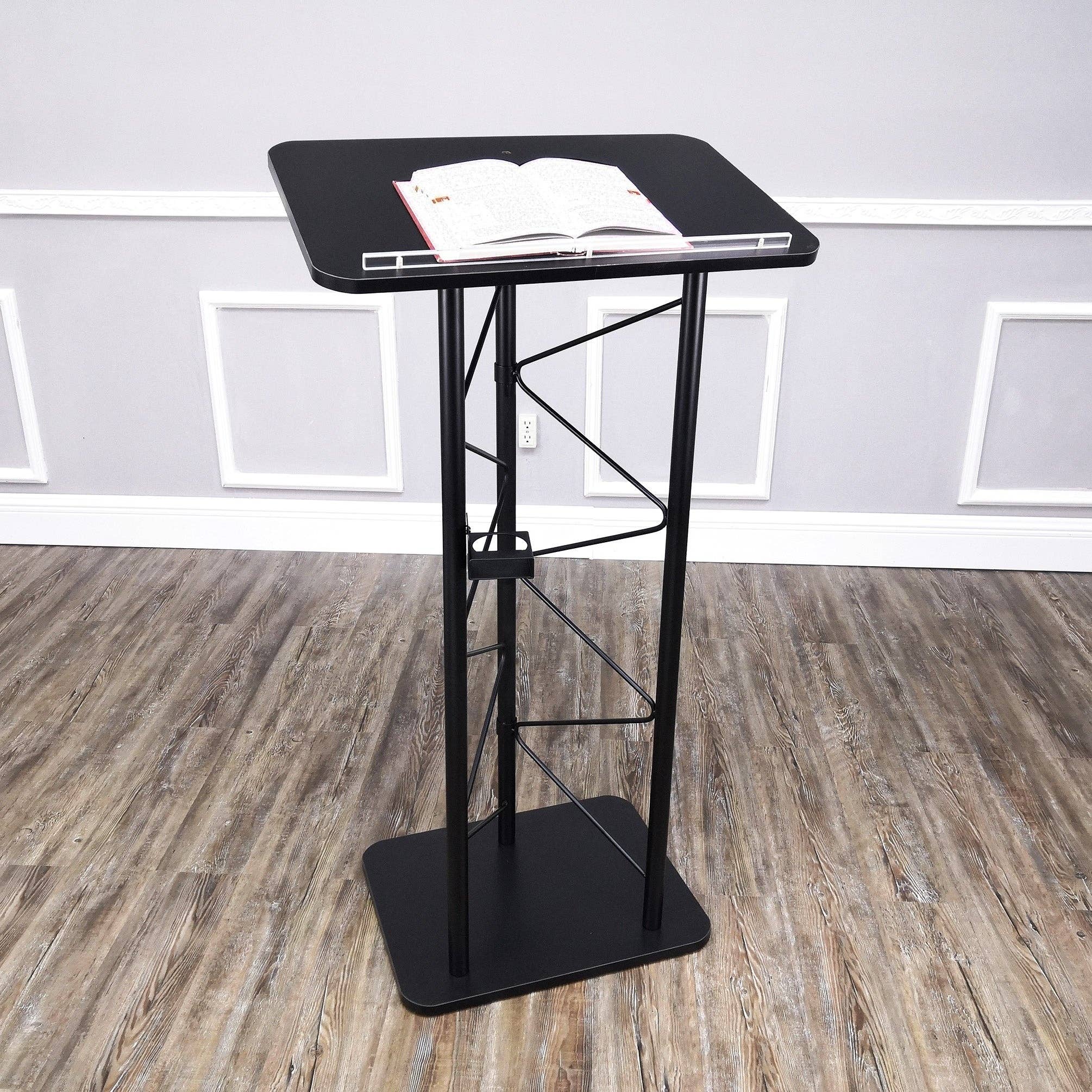 FIXTUREDISPLAYS - Wholesale Speakers - Truss Metal and Wood Podium 25X16X47 Tall Church Pulpit Lectern with Cup Holder 11566-NEW3