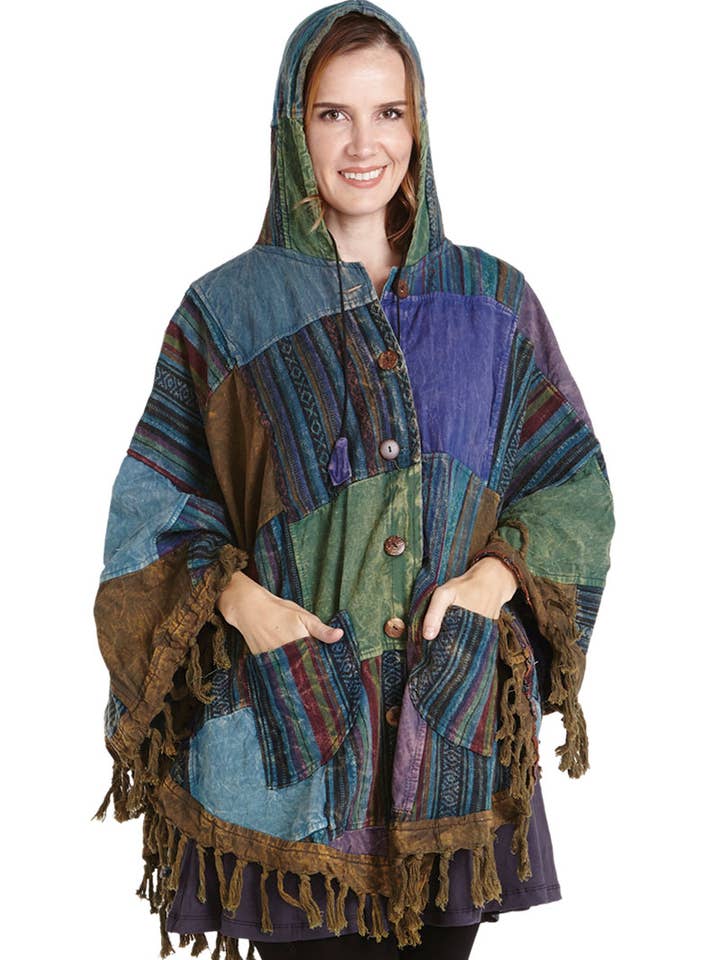 Patchwork Hooded Jacket (KT-1030) for wholesale by Kathmandu Imports