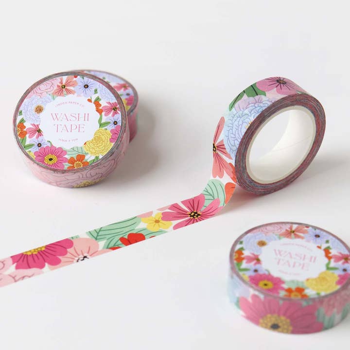 Summer Floral Washi Tape for wholesale by Linden Paper Co.