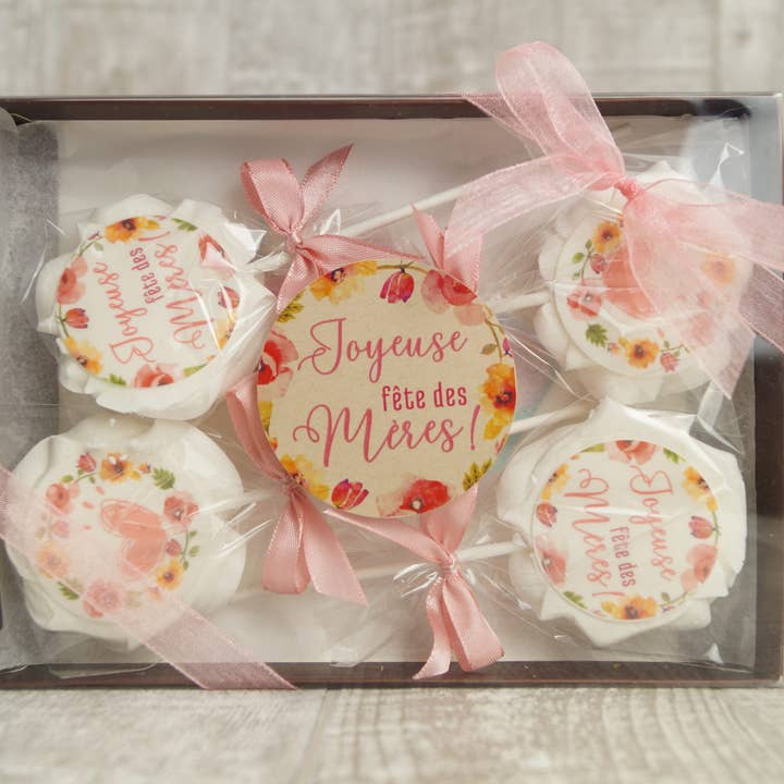 Box Of 4 Personalized Meringue Pops Party for wholesale by Ma Meringue