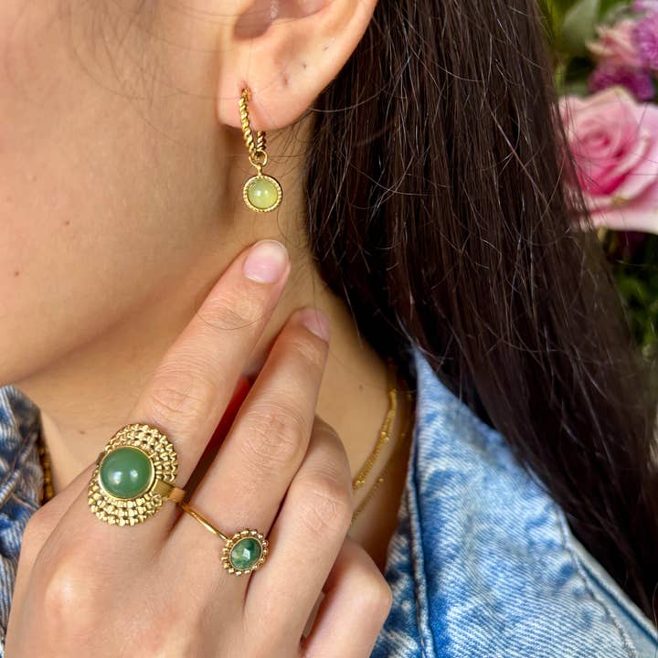 Ocean Ripples – wholesale Single stone/solitaire ring – 18ct Gold Plated Aventurine Sunflower Ring2