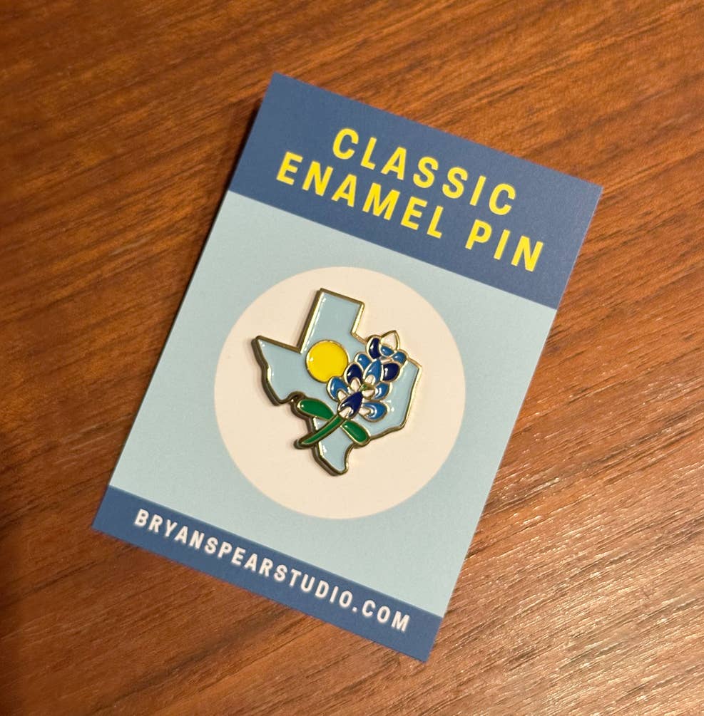 Bryan Spear Studio - Wholesale Lapel Pin/Button - Texas Bluebonnet Pin2