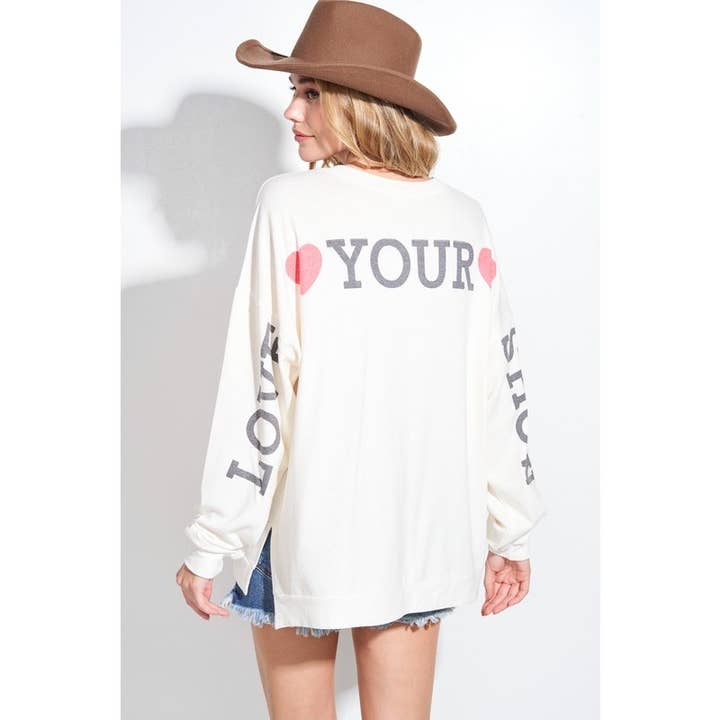 Sweatshirts en trois mélanges à imprimé « Show your love » pour la vente par Phil Love