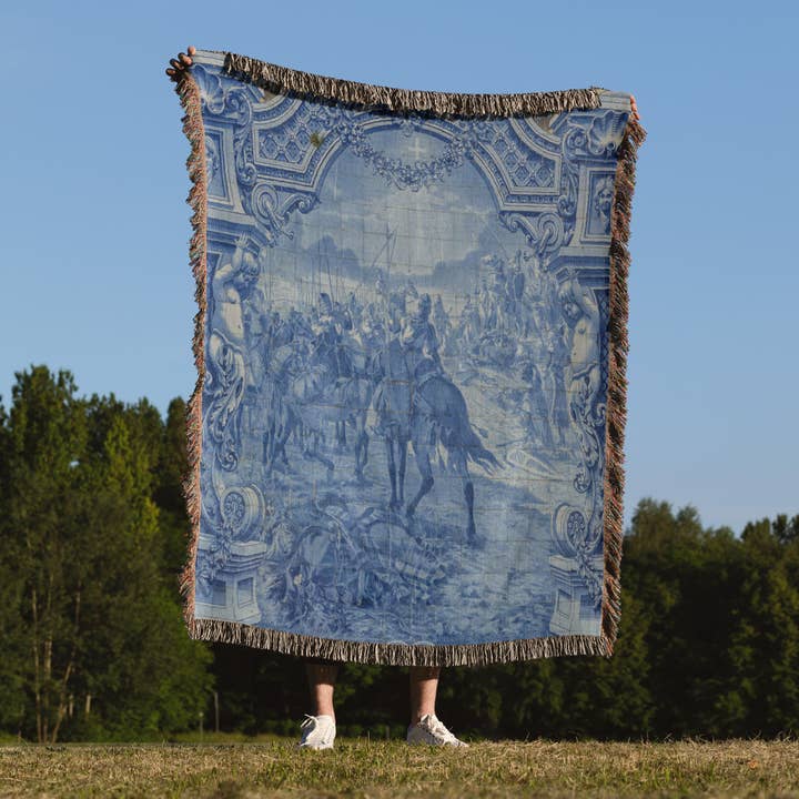 3dRose - Wholesale Throw Blanket - 3dRose, Portugal, Lisbon, azulejo, painted blue tile, Blanket1