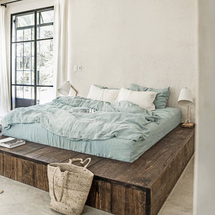 MagicLinen (We handle U.S. import procedures for you) - Wholesale Fitted Sheet - Dusty Blue Fitted Sheet2