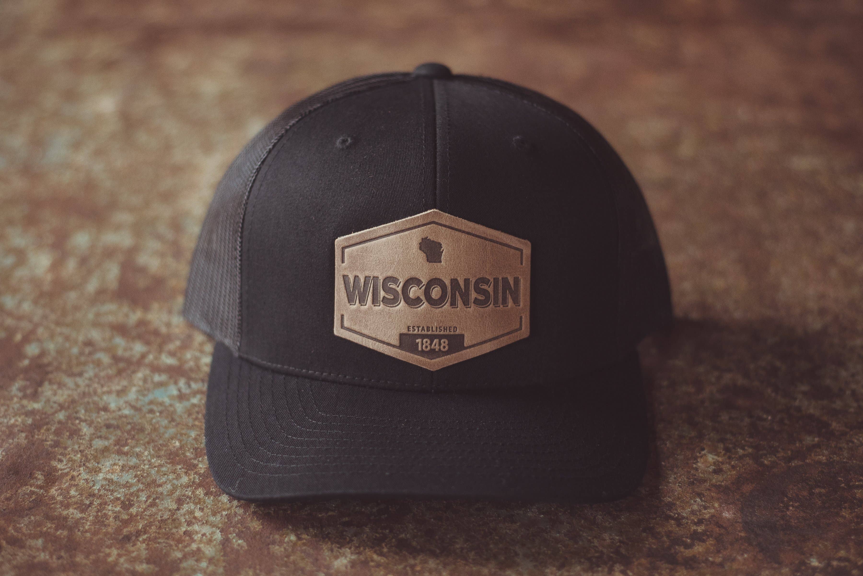 Range Leather Co. - Wholesale Trucker Hat - Unisex - Wisconsin Established Hat | Leather Patch Trucker Hat