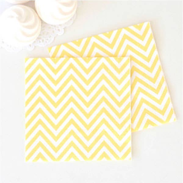 Illume Partyware - Wholesale Disposable napkin - Chevron Yellow Napkin - Pack of  201