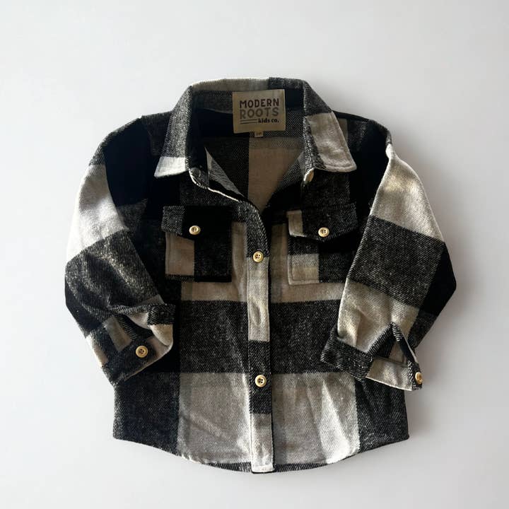 Flanel | zwart en wit voor wholesale door Modern Roots Kids Co.