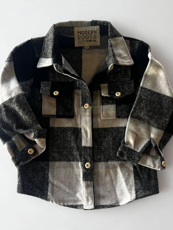 Flannel | black and white (final for wholesale by Modern Roots Kids Co.