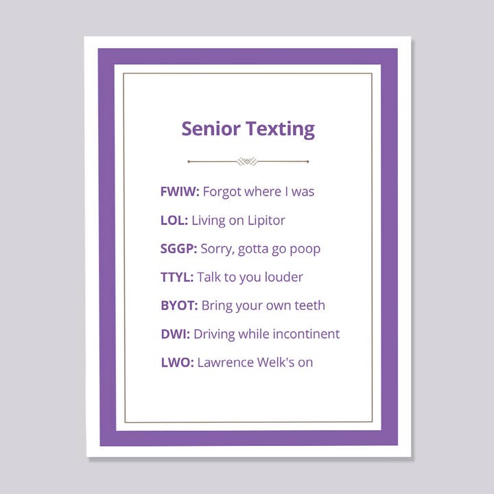 Tarjeta de jubilación para personas mayores que envían mensajes de texto para venta al por mayor de Design Corner