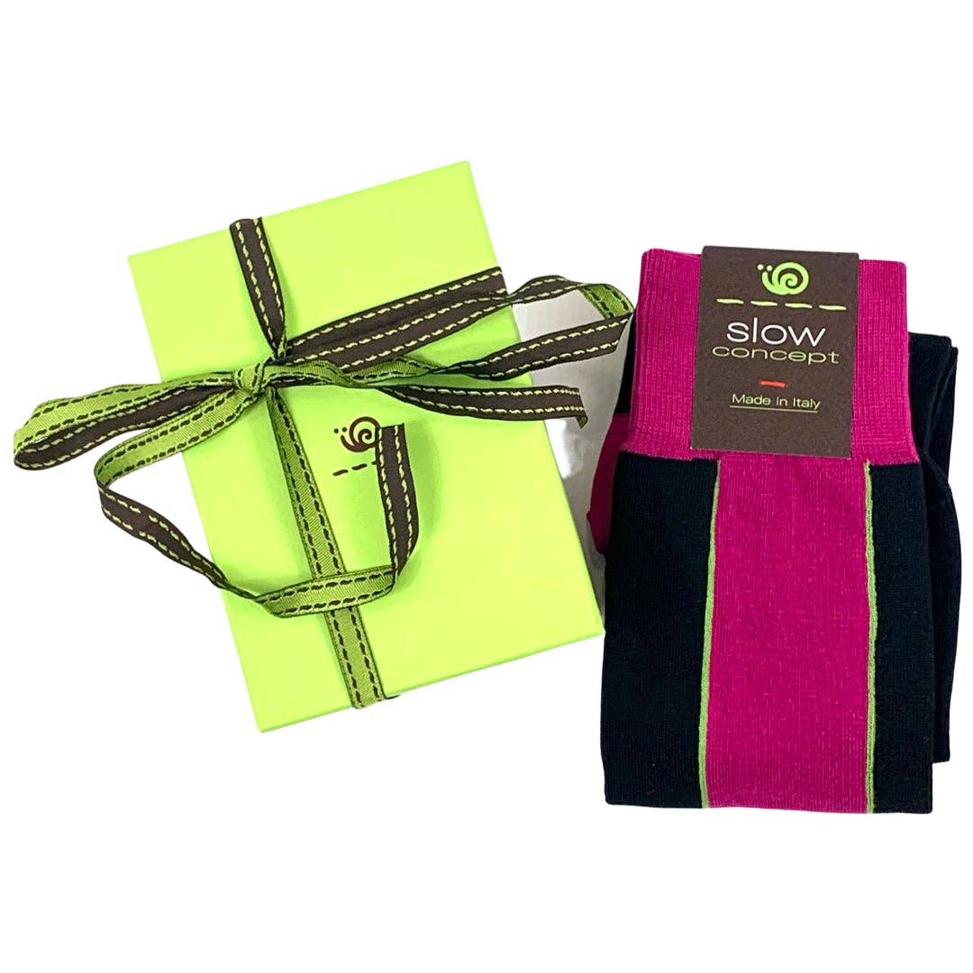 C.C.&Co.Srl – Großhandel Socken – Damen – Damensocken aus Baumwolle in Zweifarb-Design Schwarz und Fuchsia, Code 3883