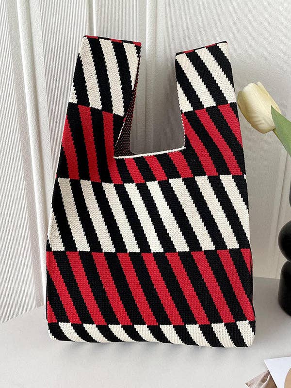 UZ Wholesale Store - Wholesale Tote Bag - Women's - Striped Woven Handbag - Leisure Fashion Suitable0