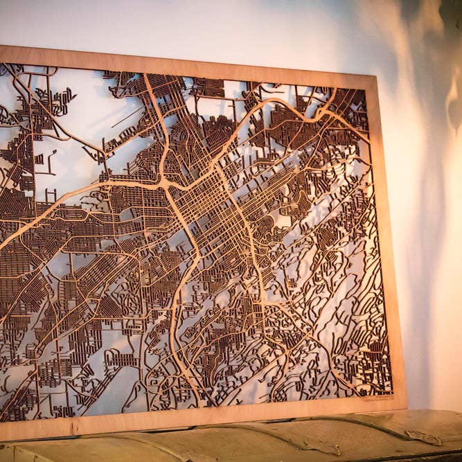 One Man One Garage - Wholesale Wall Accent - City Maps, Large 24x36" Perfect Housewarming Gift! Wooden Street Cutouts3