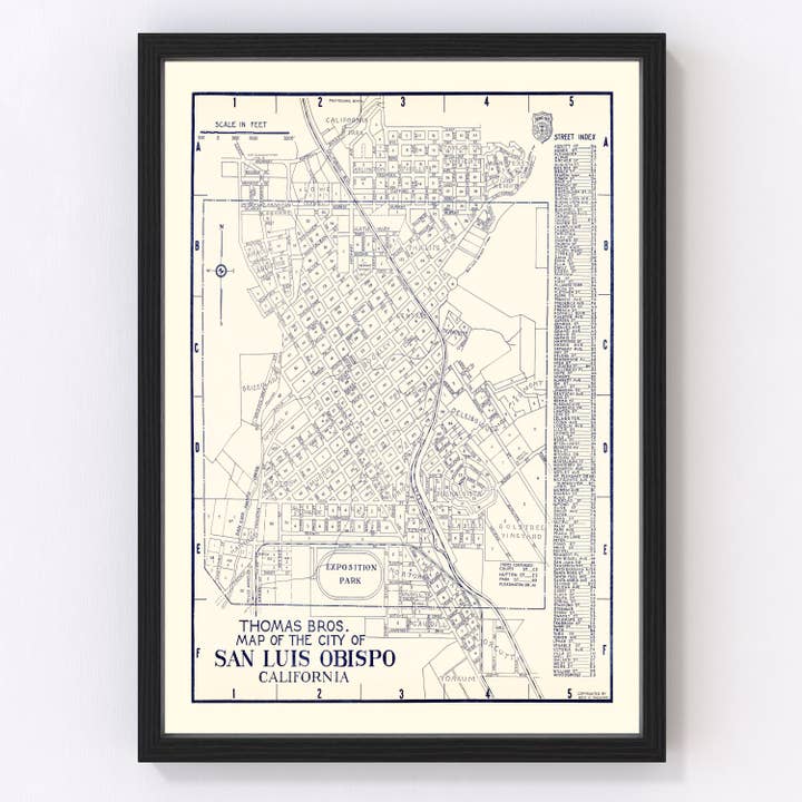 Vintage Map of San Luis Obispo, California 1920 for wholesale by Ted's Vintage Art