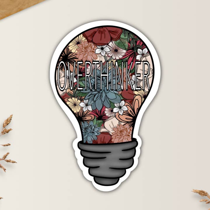 OVER THINKER FLORAL BULB WEATHERPROOF VINYL & PAPER STICKER for wholesale by Drifting Souls Paper Co.