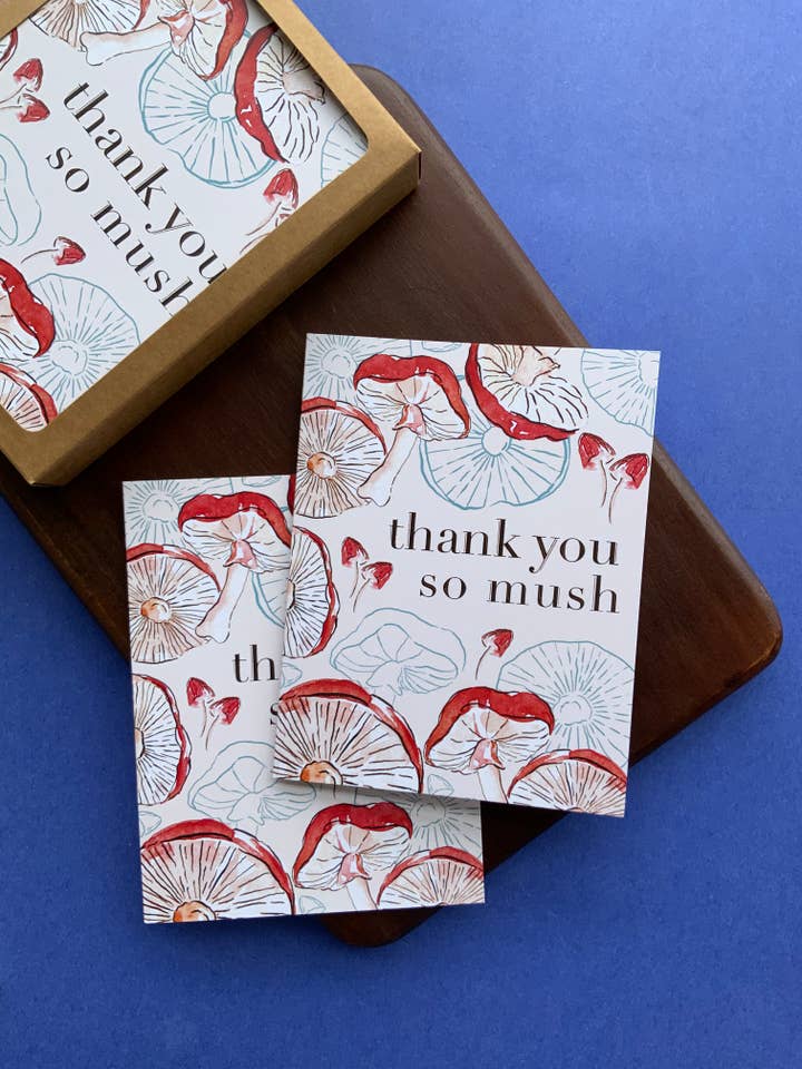 Cartão Obrigado de Cogumelo | Cartão de Agradecimento Único ou Conjunto de 8 por atacado de papierwinkel