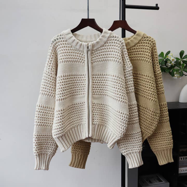 Masyal - Wholesale Cardigan - Women's - Women's Thick Double Zipper Knit Cardigan Sweater Coat3