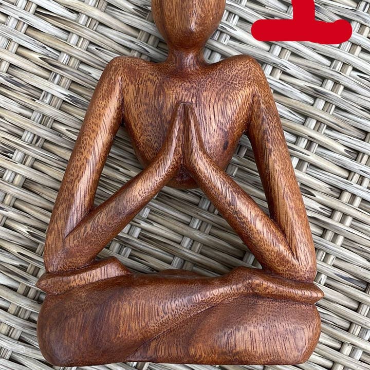 Ubud Glass - Wholesale Sculpture - Hand-Carved Wooden Yoga Poses Art - Serene and Spiritual Home Decor