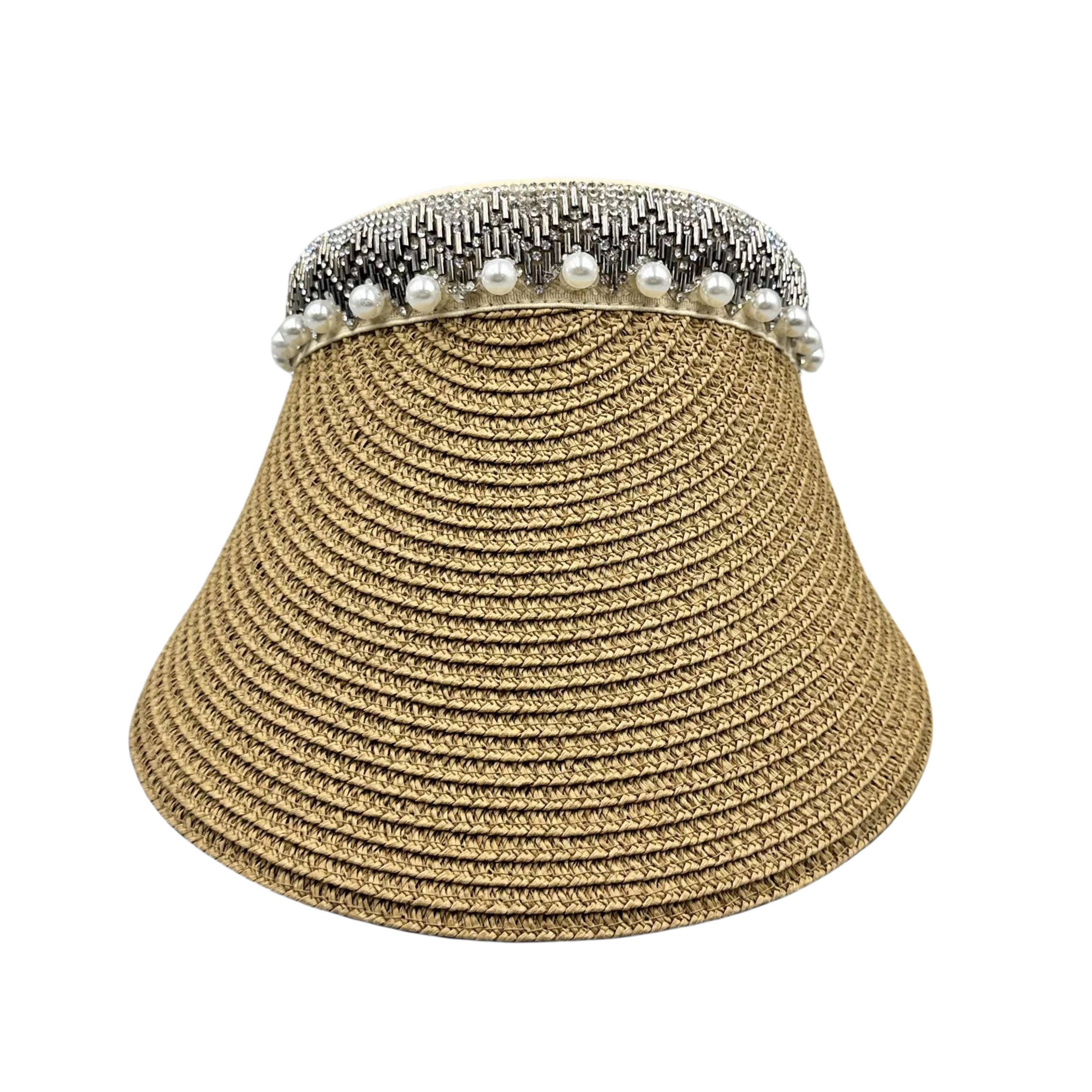 Ole – wholesale Visor – Women's – Straw Hat With Pearl Sun Visor Hat 5