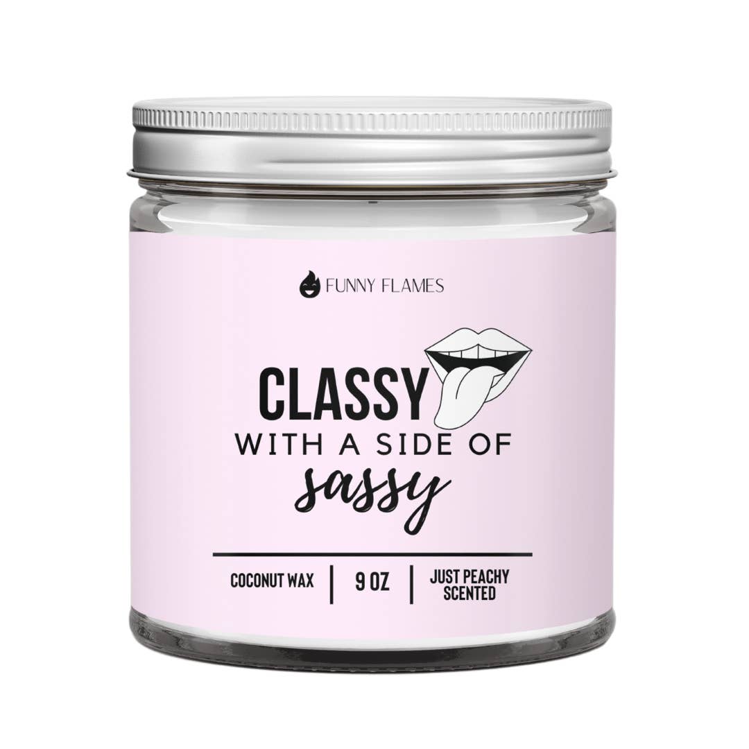 Funny Flames Candle Co - Les Creme - Wholesale Jar/Filled Candle - Classy With A Side Of Sassy - Funny Flames Candles Peach