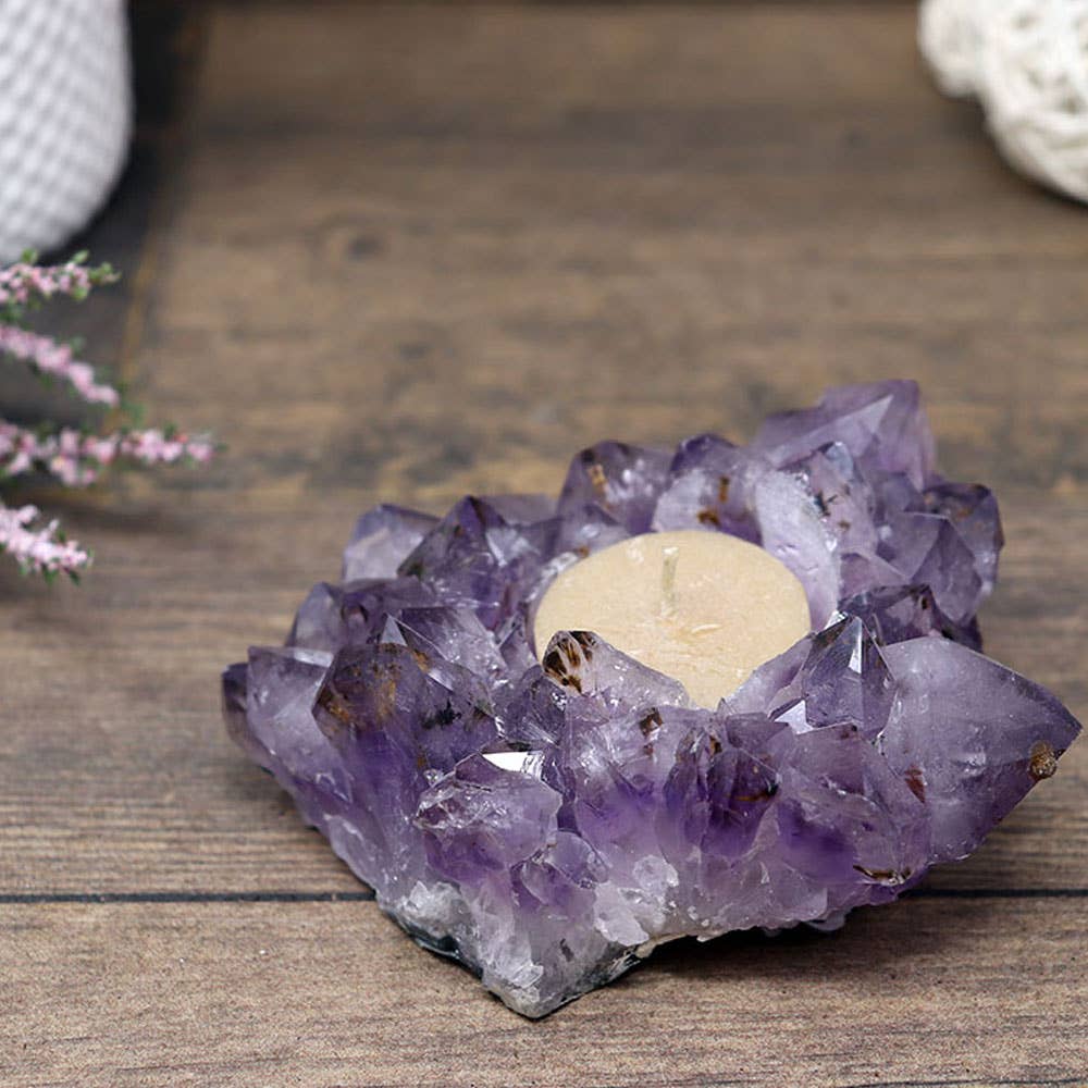 Natures Artifacts Inc - Wholesale Candle Holder - Amethyst Cluster Candle Holder - Amethyst Home Decor5