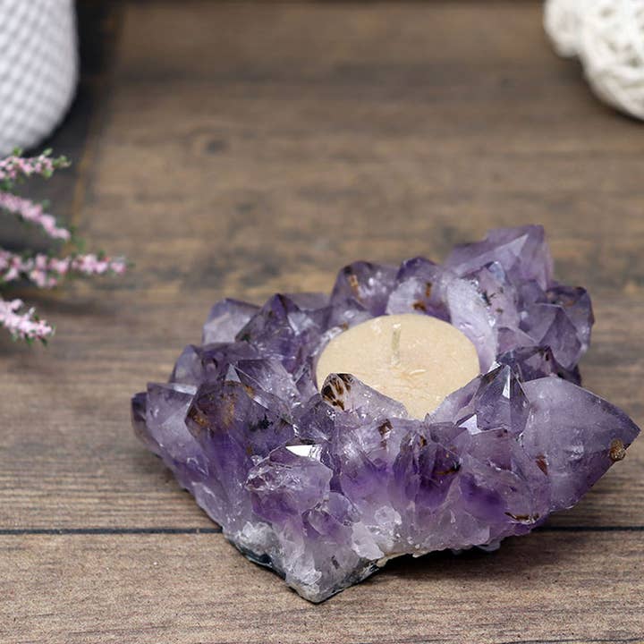 Natures Artifacts Inc - Wholesale Candle Holder - Amethyst Cluster Candle Holder - Amethyst Home Decor5