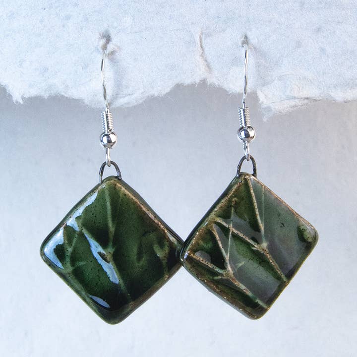 Glassy Green Natural | Handmade Ceramic Earrings for wholesale by Cōppa Cōllaborative LLC