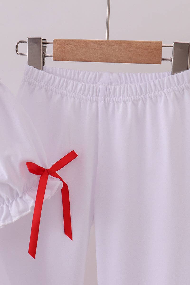 Mom & Co. - Wholesale Top & Pant Set - Kids - White santa claus smocked ruffle pants set2
