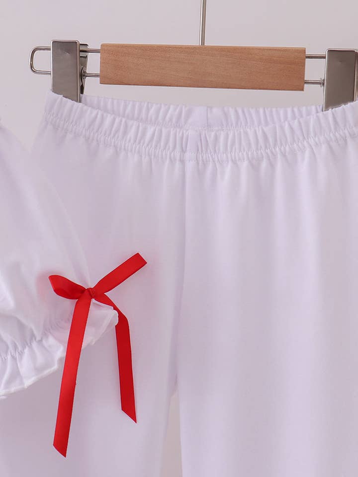 Mom & Co. - Wholesale Top & Pant Set - Kids - White santa claus smocked ruffle pants set2