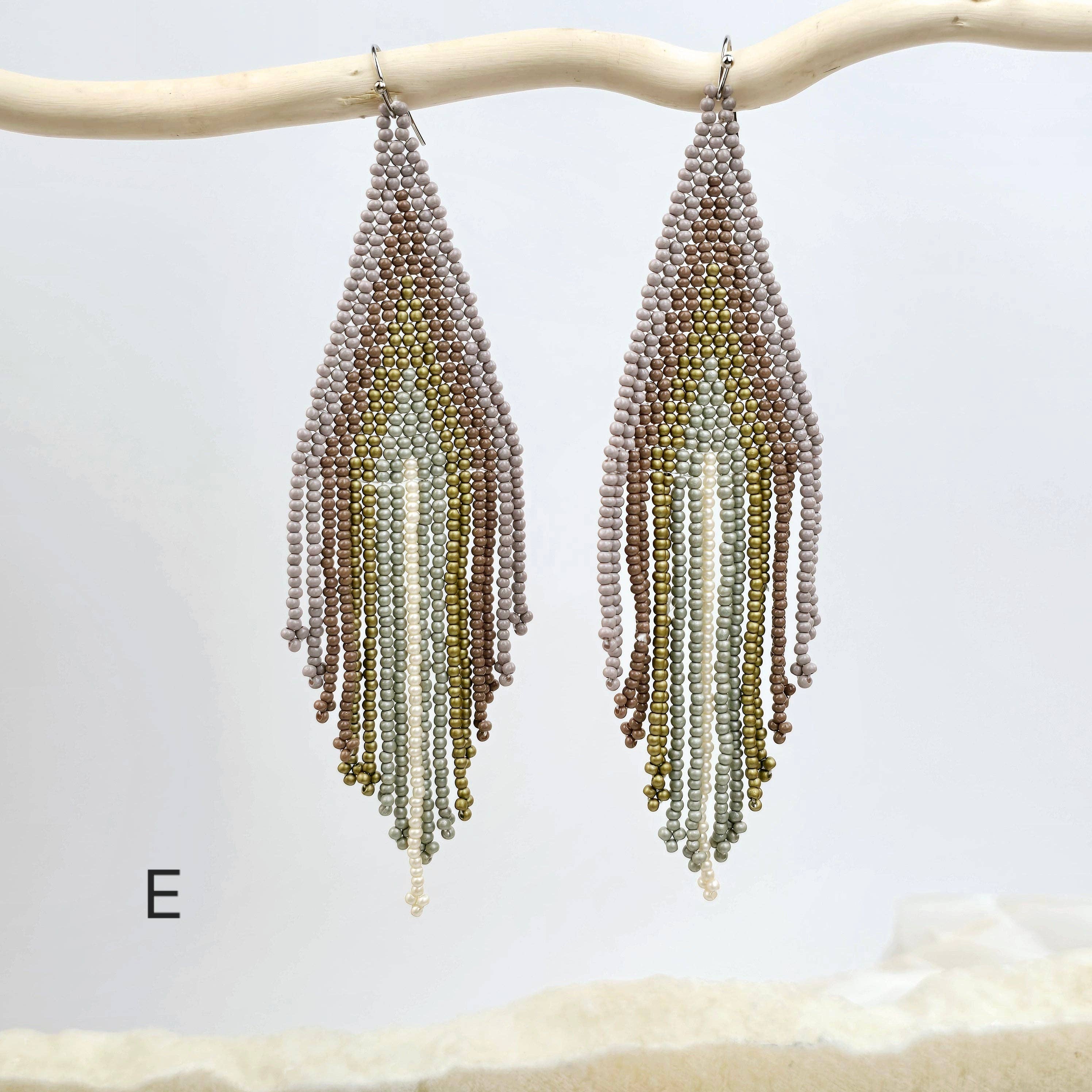 Rock Paradise - Wholesale Dangle Earrings - Seed Bead Earrings - Large Triangle and Fringe Pattern - You Choose Style4