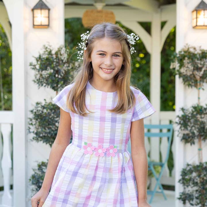 Pastel Plaid Dress With Flowers for wholesale by Florence Eiseman