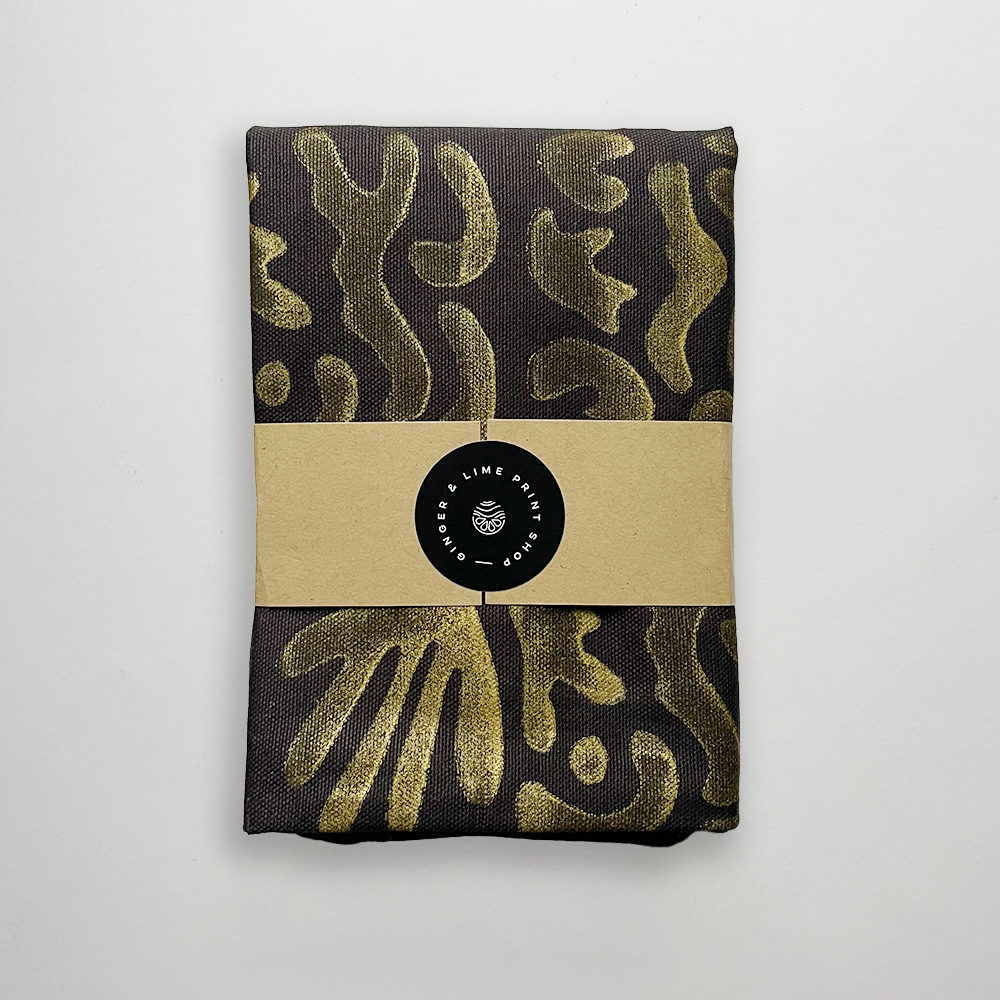 Ginger & Lime Print Shop - Wholesale Throw Pillow Cover - Charcoal & Gold Coralish Envelope Pillow Cover1