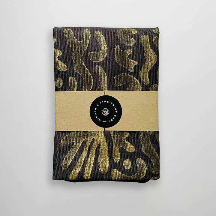 Ginger & Lime Print Shop - Wholesale Throw Pillow Cover - Charcoal & Gold Coralish Envelope Pillow Cover1