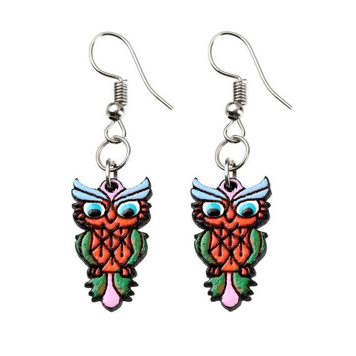 ASSORTED WOOD OWL EARRINGS for wholesale by Benjamin International