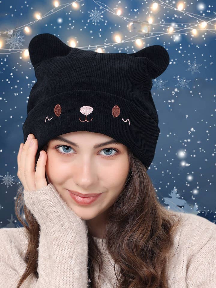 JCH308001 Gebreide Kitty Beanie voor wholesale door JC Sunny Fashion