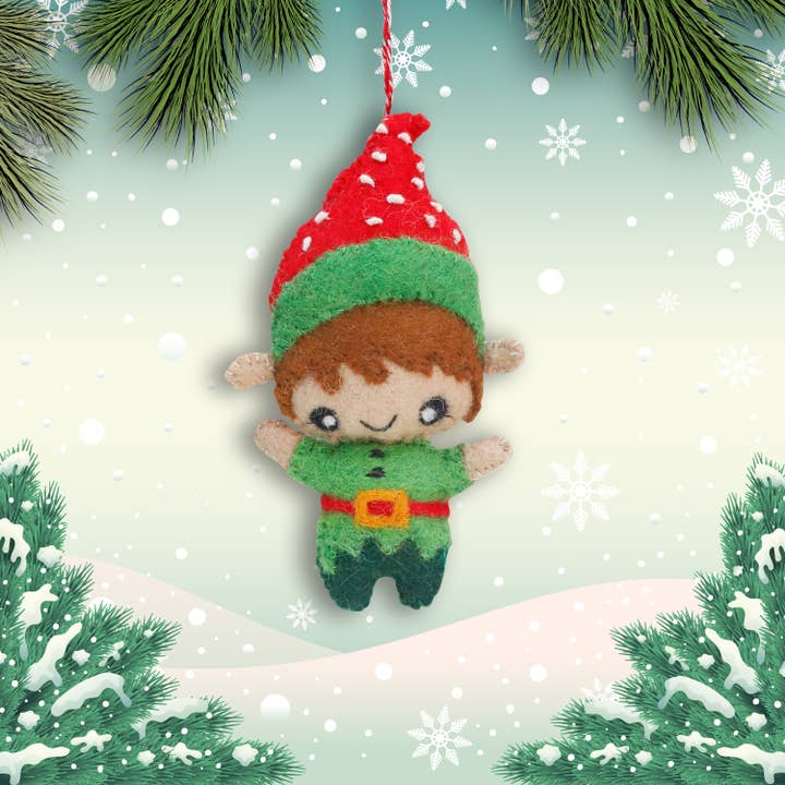Felt Ornament Elf for wholesale by Mr. Ellie Pooh