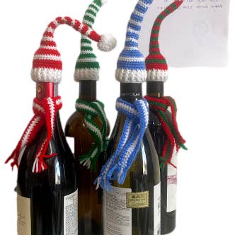 Crocheted Wine Bottle Decor "Christmas Theme Set" for wholesale by HDIF-USA