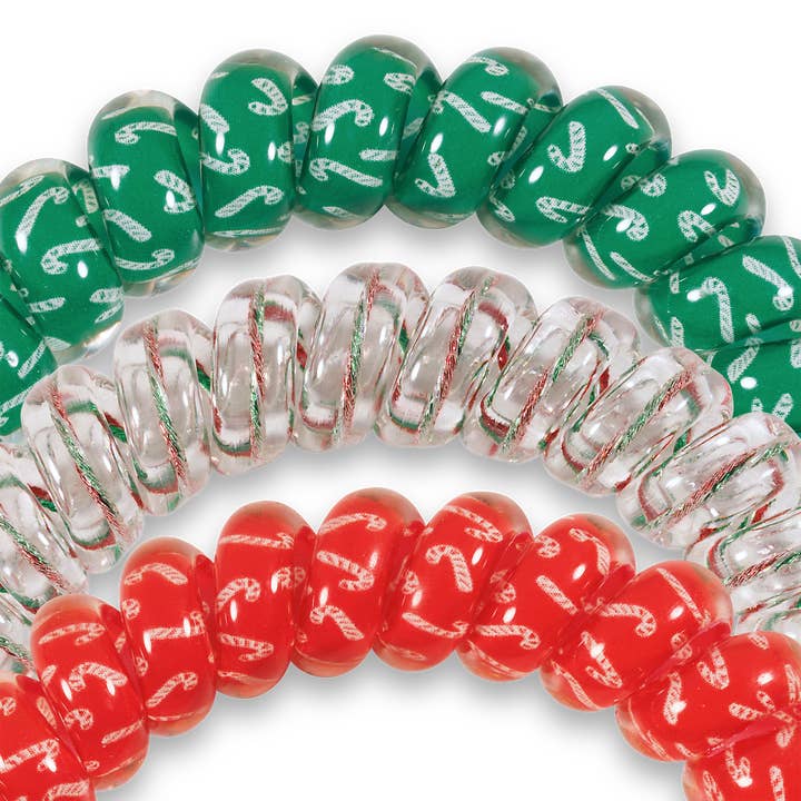 TELETIES - Wholesale Hair Tie - Spiral Hair Coils | Large | Hooked on Christmas Hair Ties