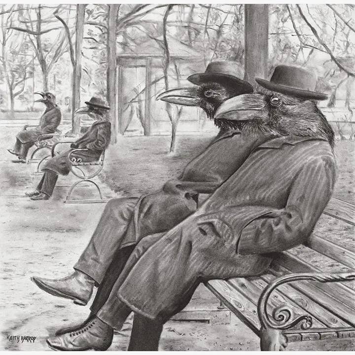Print LARGE (signed): #35 'A Conspiracy of Ravens.' Pencil for wholesale by Keith Harrop - Pencil Art