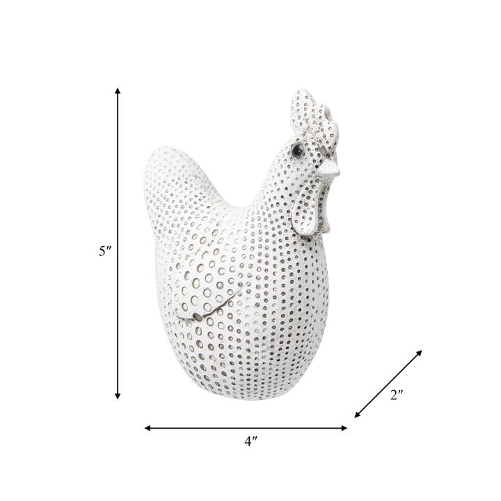 Sagebrook Home - Wholesale Decorative Figurine - Decorative Sculpture - White Resin Spotted Chicken, 5 in.1